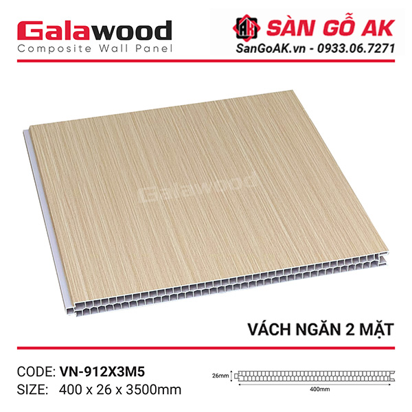 Tấm vách ngăn nhựa vàng sồi nhạt Galawood VN-912